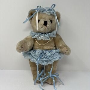 Teddy Bear Jointed Lace‎ & Pearls Wang's International 11"
